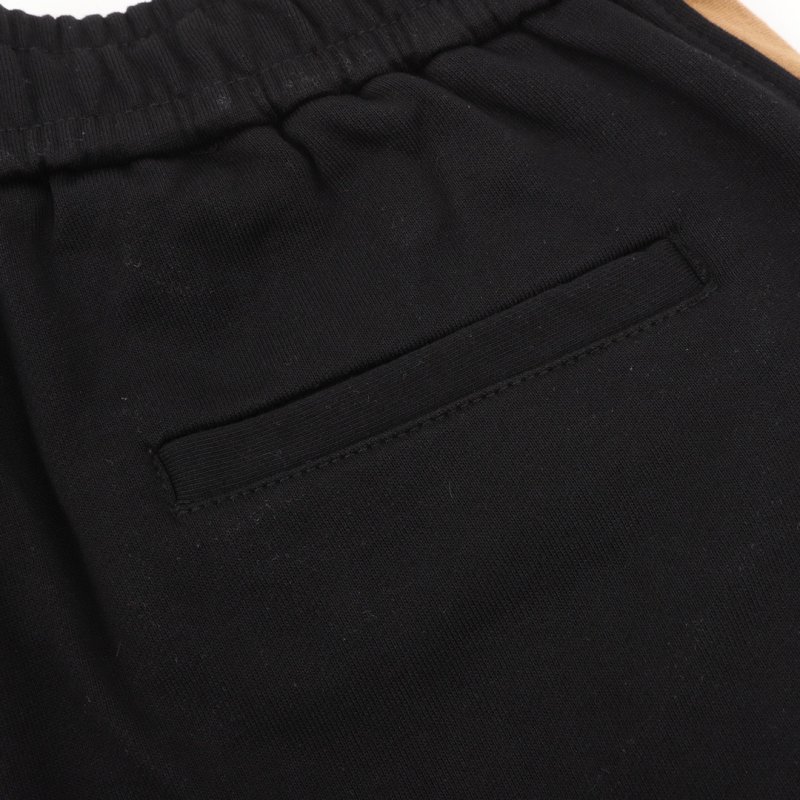 Black Cargo Pants with Brown Stripe Detail view