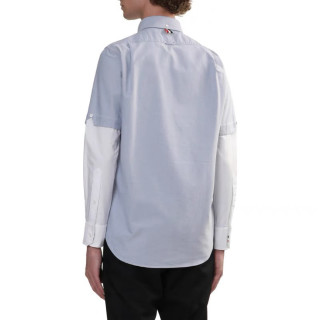 Thom Browne Colorblock Oxford Button-Down Shirt Light Blue White view 2