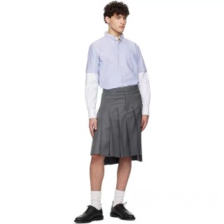 Thom Browne Colorblock Oxford Button-Down Shirt Light Blue White view 5