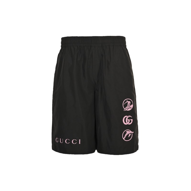 Black Logo Print Shorts view