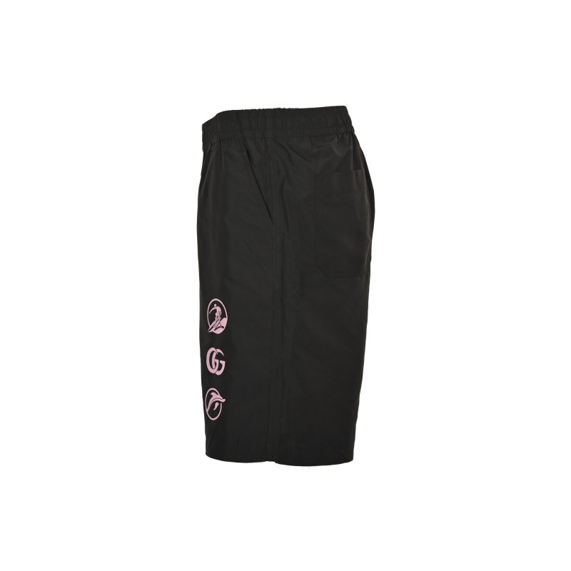 Black Logo Print Shorts view
