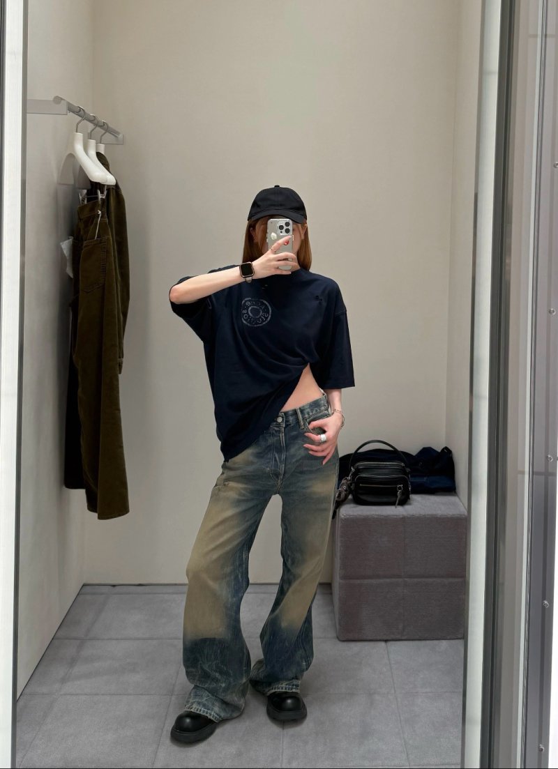 Acne Studios Navy Circular Logo T-Shirt