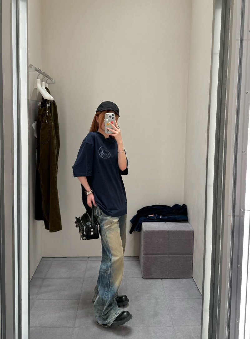 Acne Studios Navy Circular Logo T-Shirt view