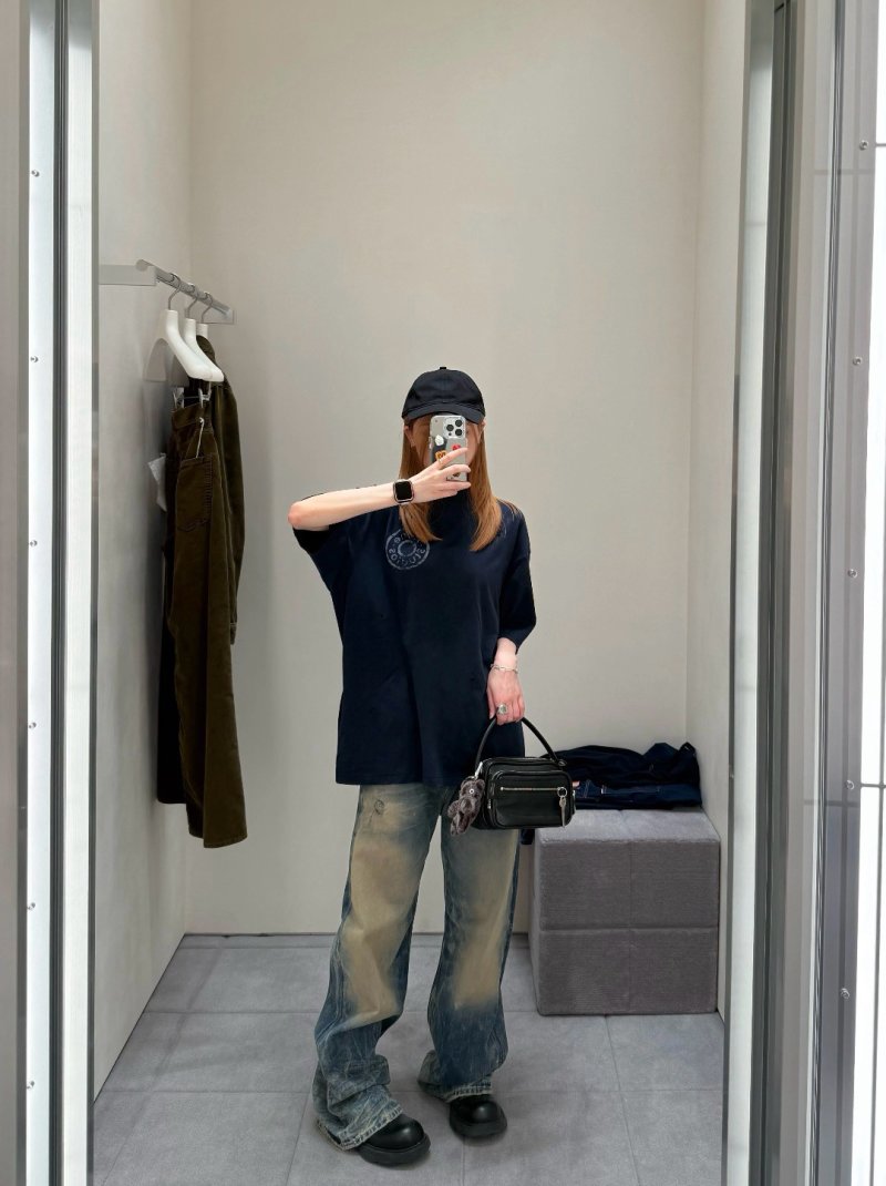 Acne Studios Navy Circular Logo T-Shirt view