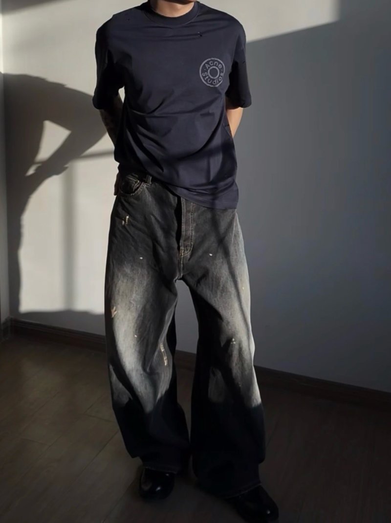 Acne Studios Navy Circular Logo T-Shirt view