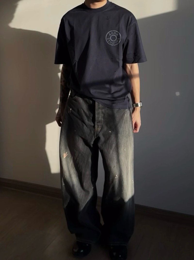 Acne Studios Navy Circular Logo T-Shirt view