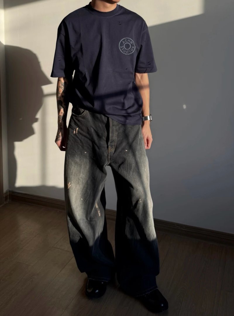 Acne Studios Navy Circular Logo T-Shirt view