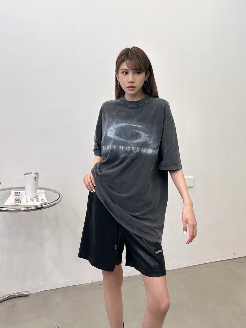 Balenciaga Charcoal Logo Graphic T-Shirt view