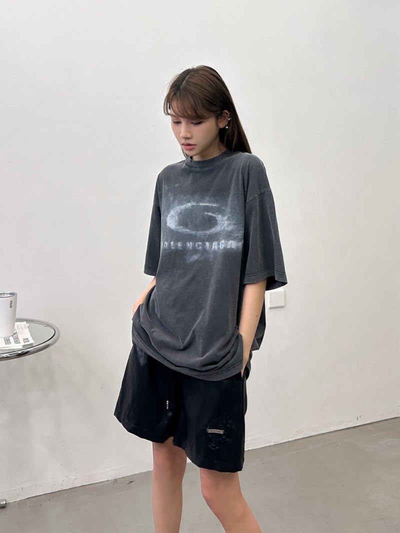 Balenciaga Charcoal Logo Graphic T-Shirt view