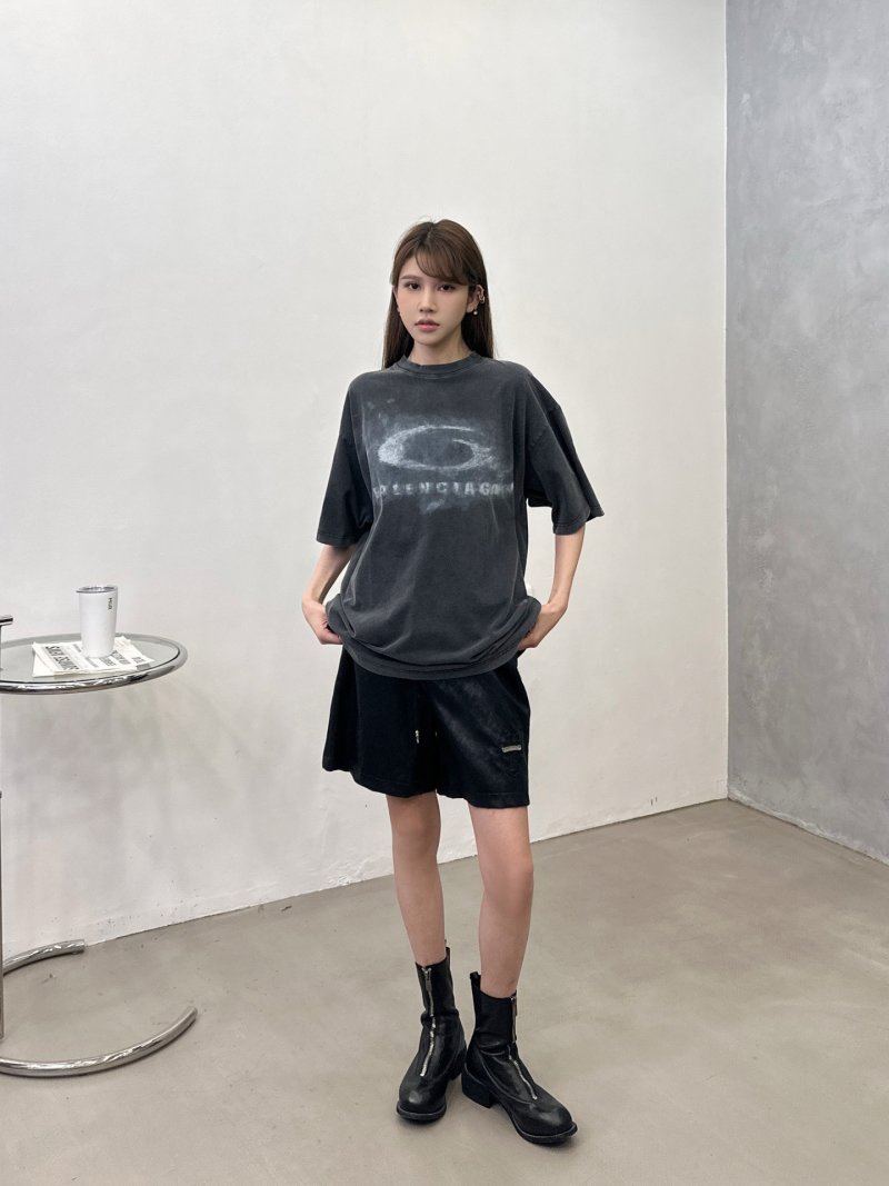Balenciaga Charcoal Logo Graphic T-Shirt view