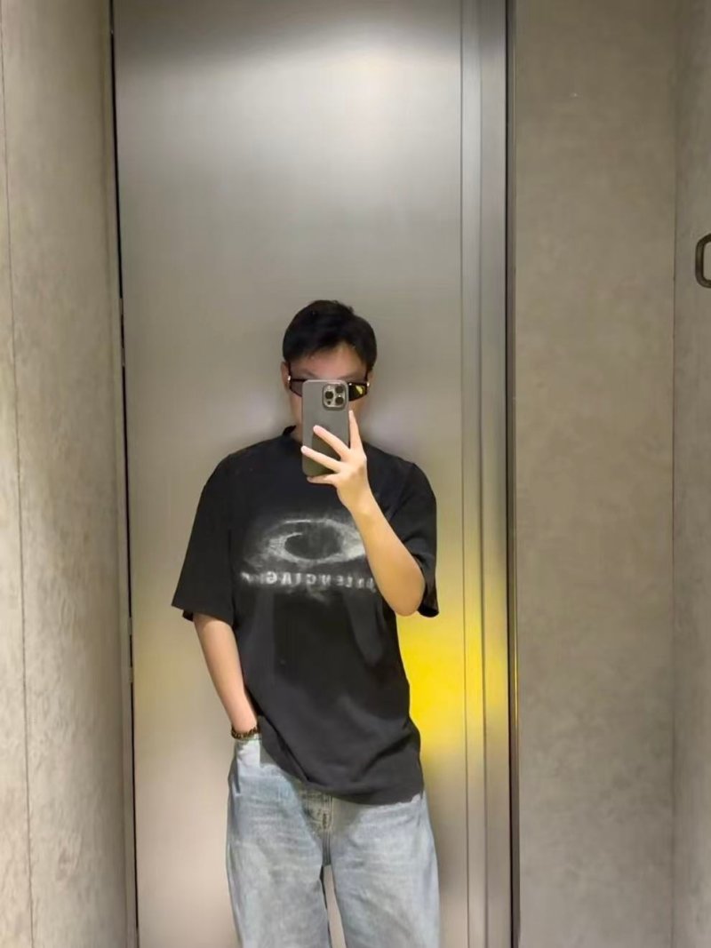 Balenciaga Charcoal Logo Graphic T-Shirt view