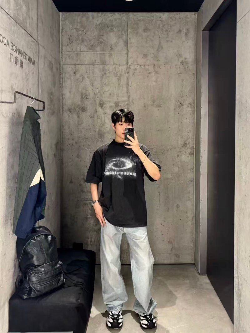 Balenciaga Charcoal Logo Graphic T-Shirt view