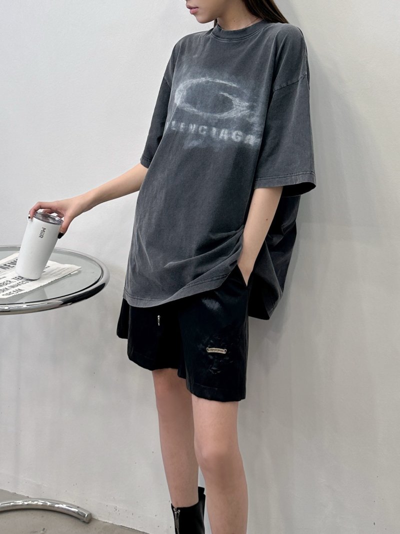 Balenciaga Charcoal Logo Graphic T-Shirt view