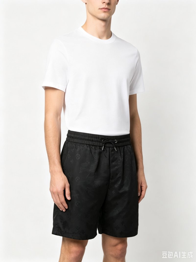 Black Textured Nylon Shorts view
