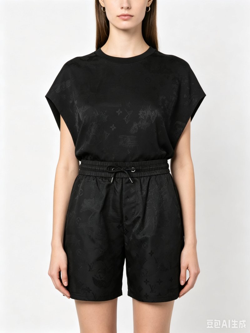 Black Textured Nylon Shorts view