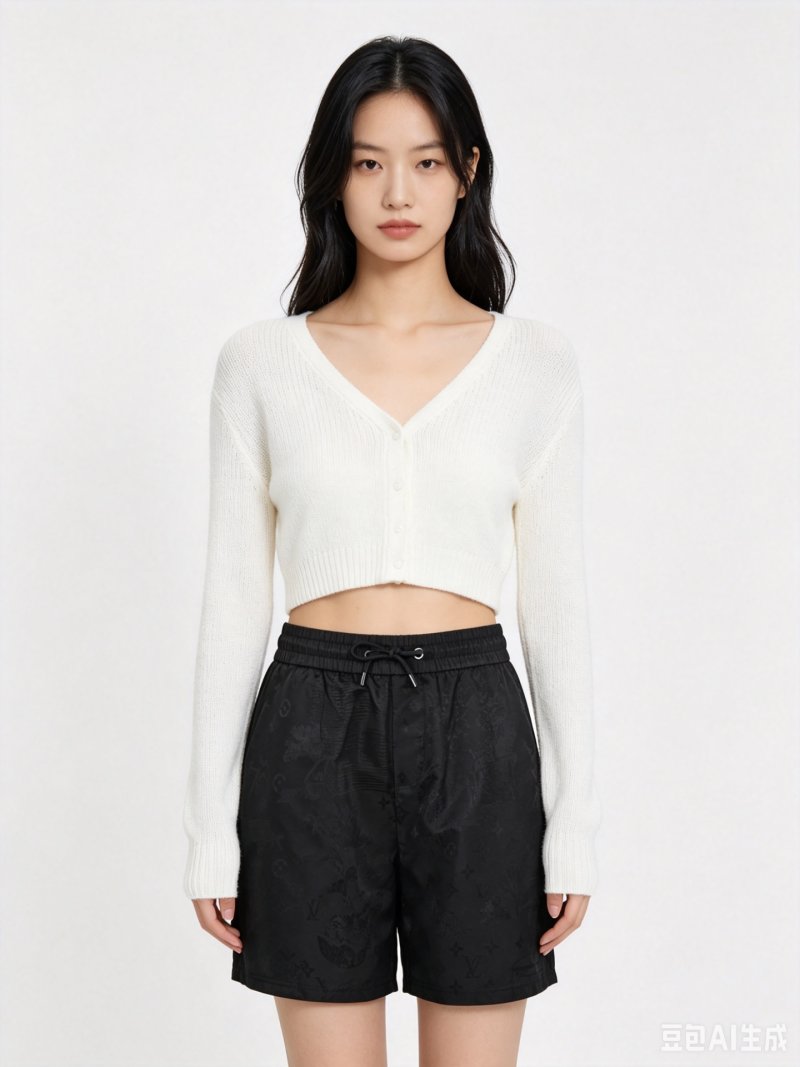 Black Textured Nylon Shorts view