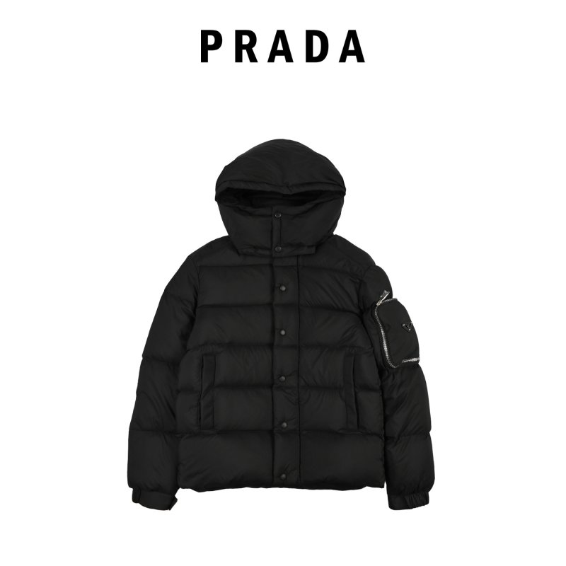 Black Puffer Down Jacket with Hood view