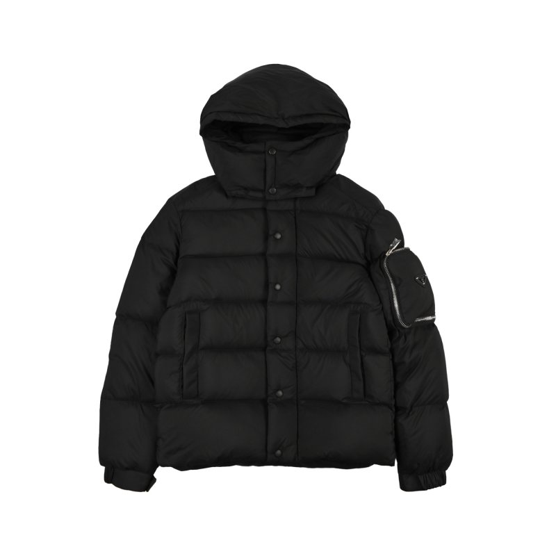 Black Puffer Down Jacket with Hood view