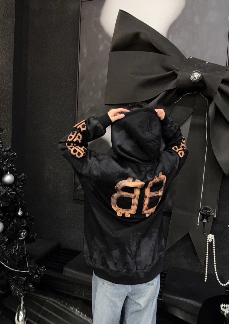 Black Hoodie with Gold Logo Print