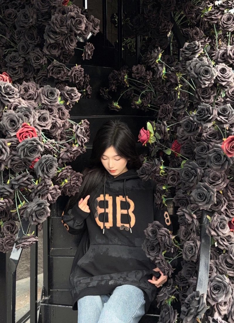 Black Hoodie with Gold Logo Print view