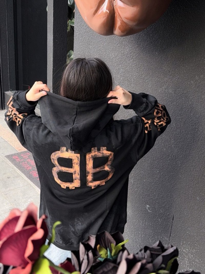 Black Hoodie with Gold Logo Print view