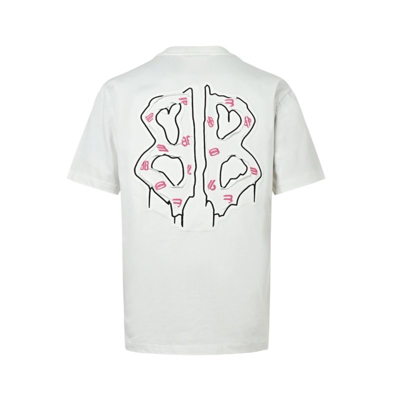 White Oversized T-Shirt with Abstract Line Art Graphic Print view