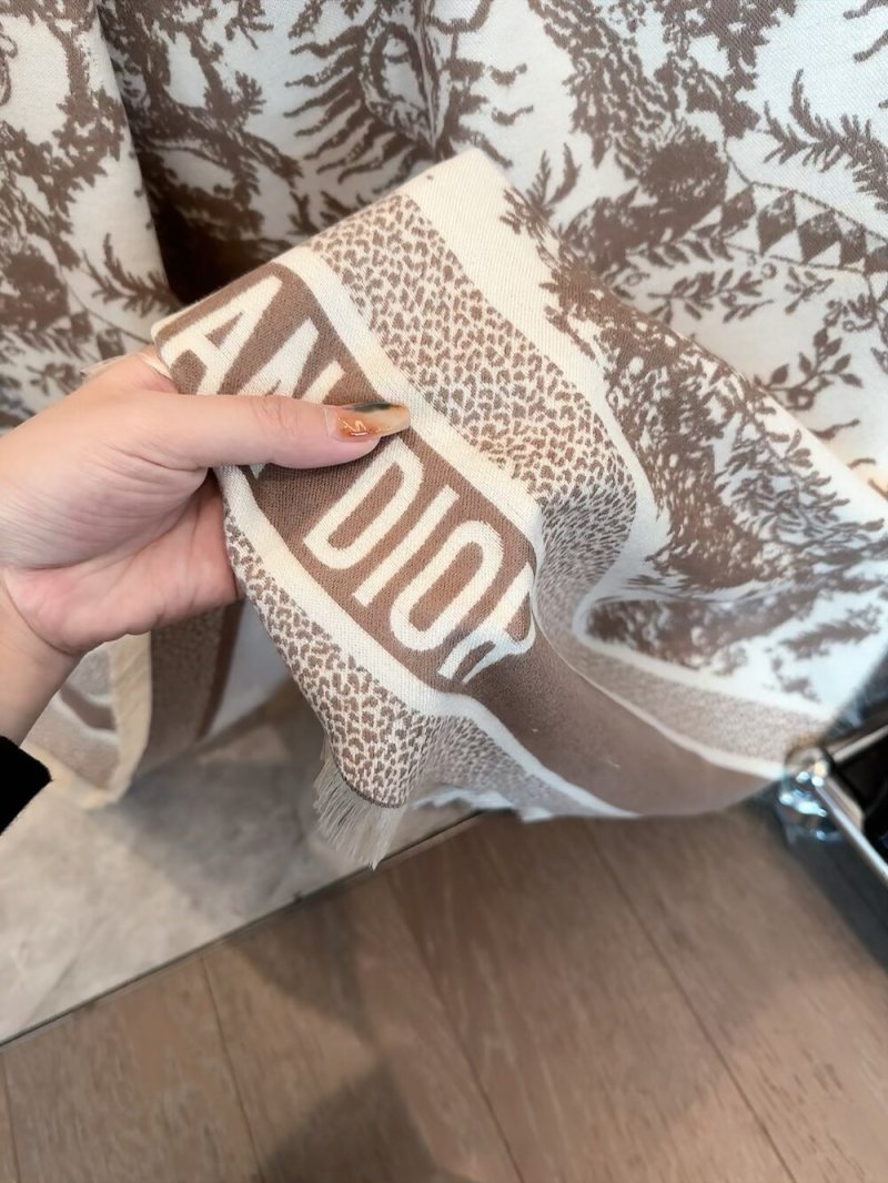 Dior 4 Saisons Printemps Soleil Cashmere Silk Square Scarf Beige view