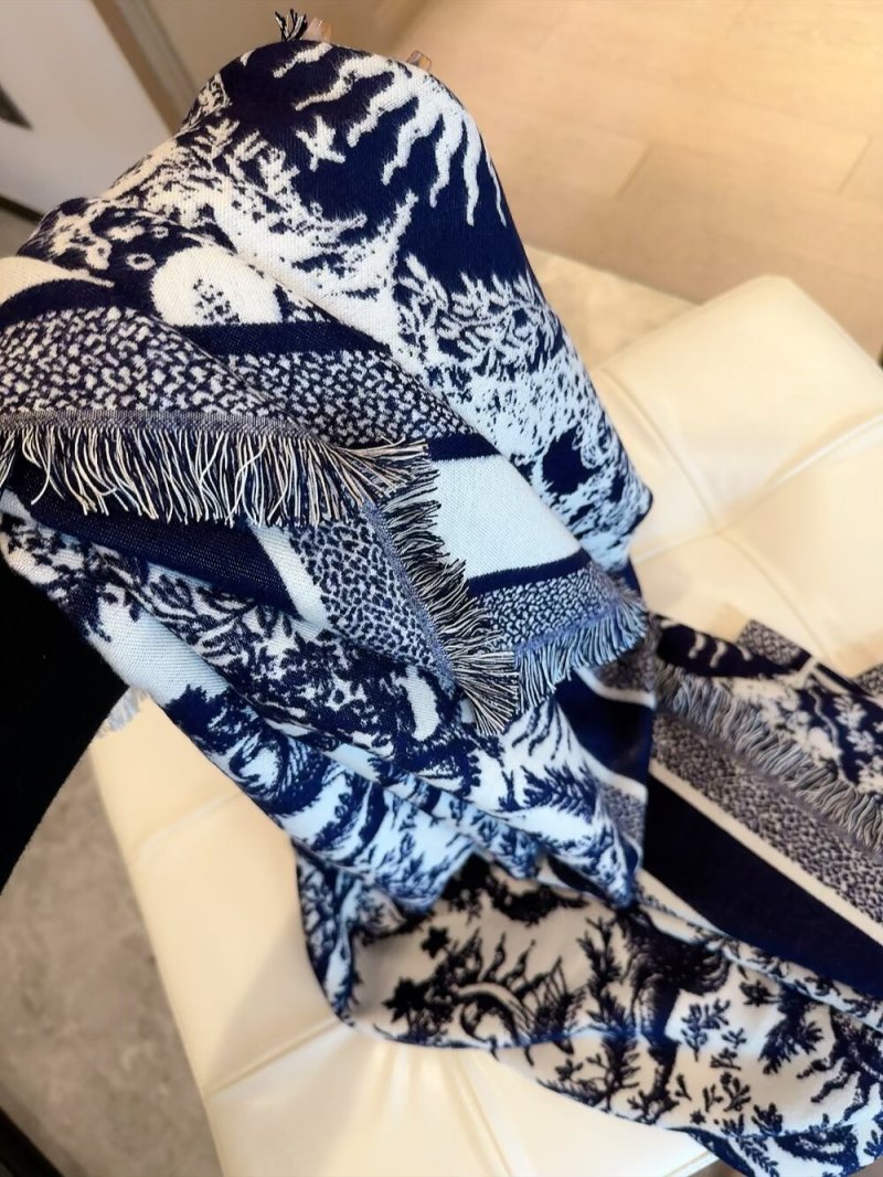 Dior 4 Saisons Printemps Soleil Cashmere Silk Square Scarf Beige view