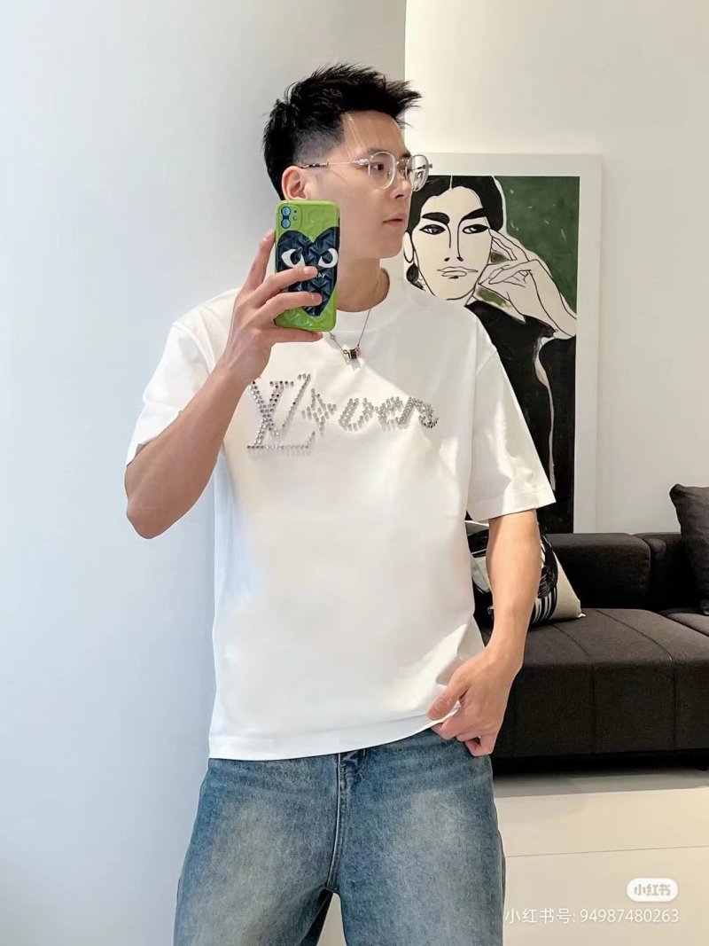 White Rhinestone Logo Graphic T-Shirt
