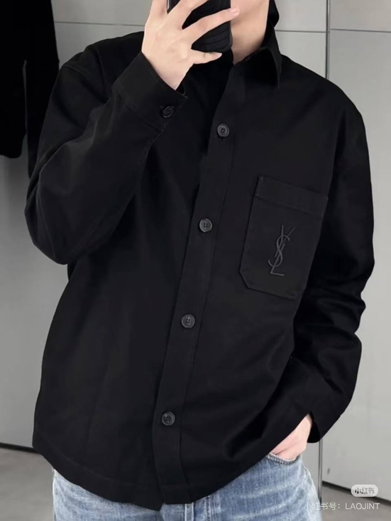 YSL Black Button-Up Overshirt Jacket