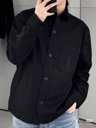YSL Black Button-Up Overshirt Jacket
