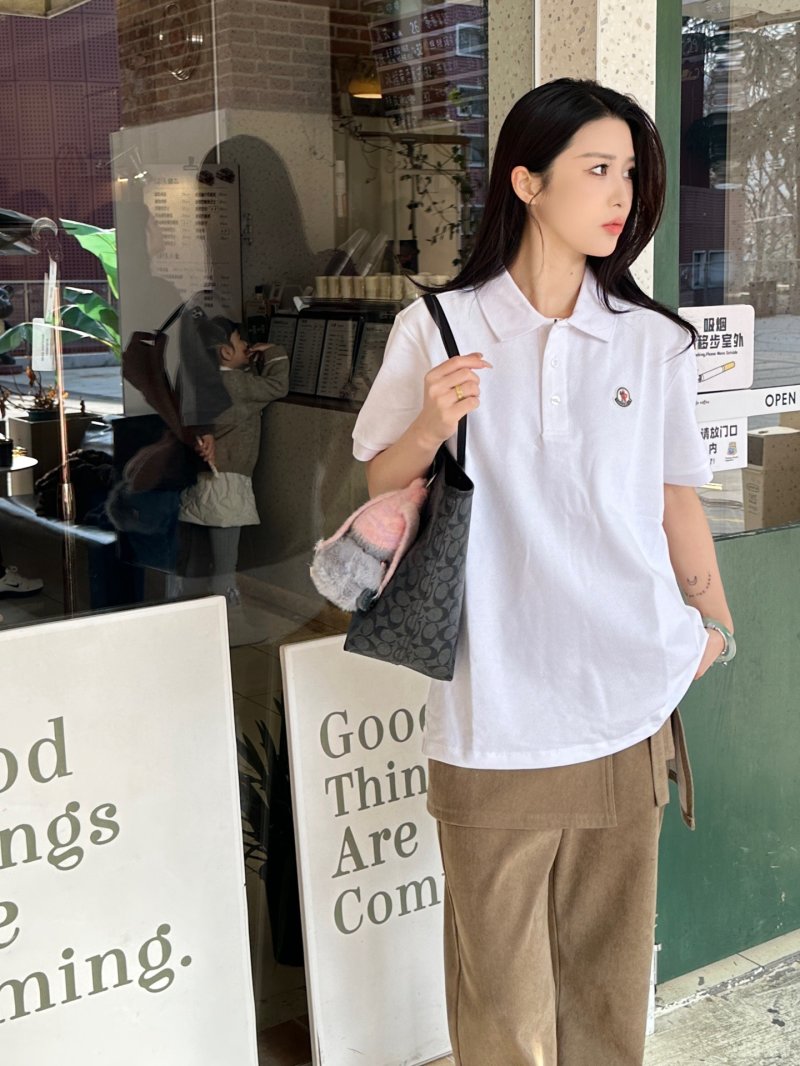 Moncler White Short-Sleeve Polo Shirt view