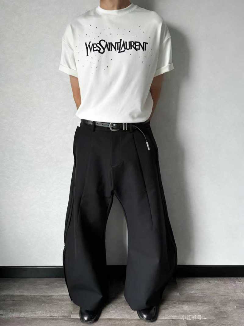 Saint Laurent 26SS Hot Pink Embroidered Logo T-Shirt view
