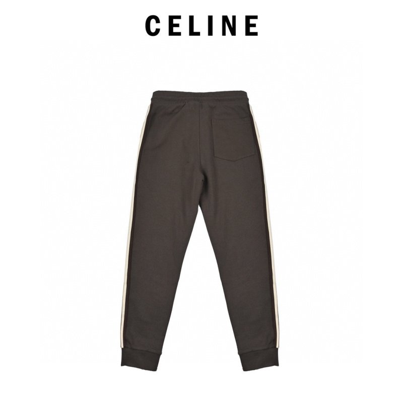 Celine Grey Stripe Joggers with White Side Trim view