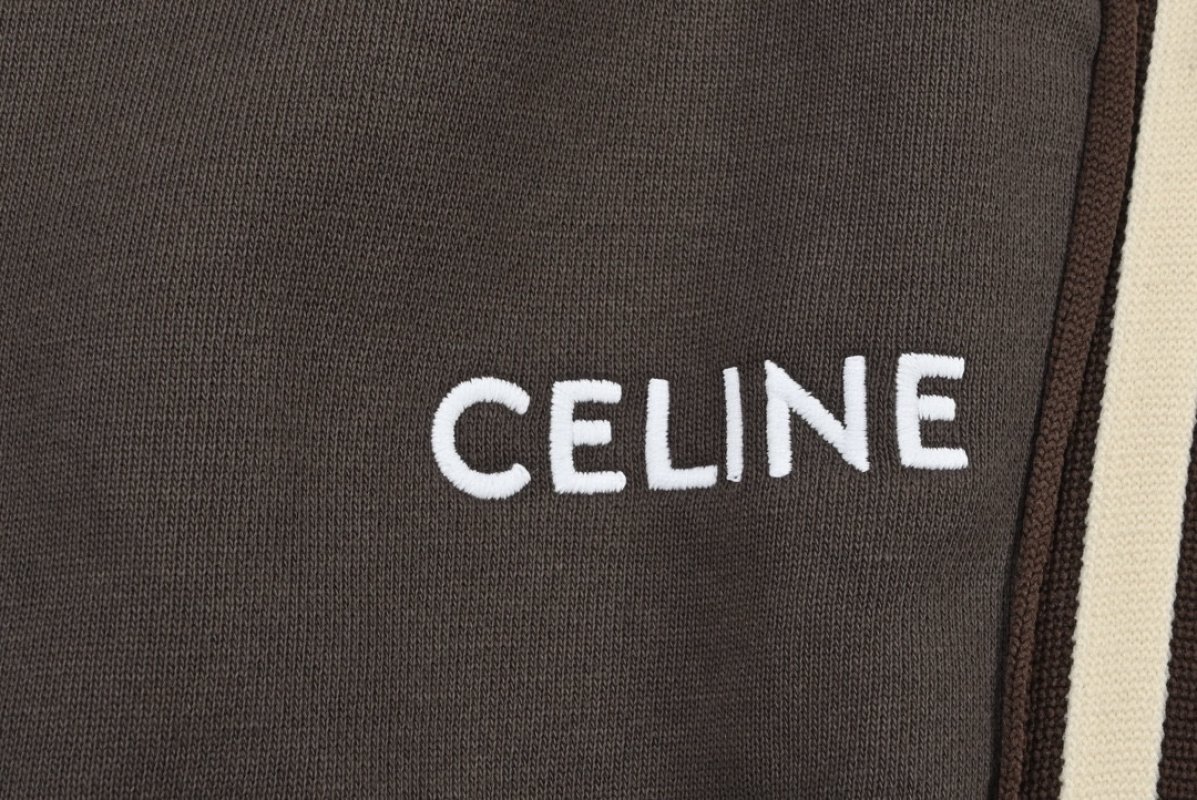 Celine Grey Stripe Joggers with White Side Trim view