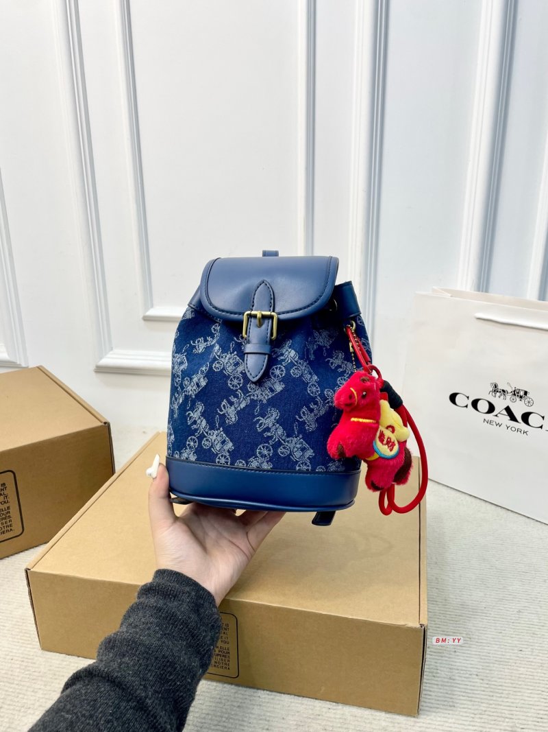 Coach Harper Mini Denim Backpack Blue view