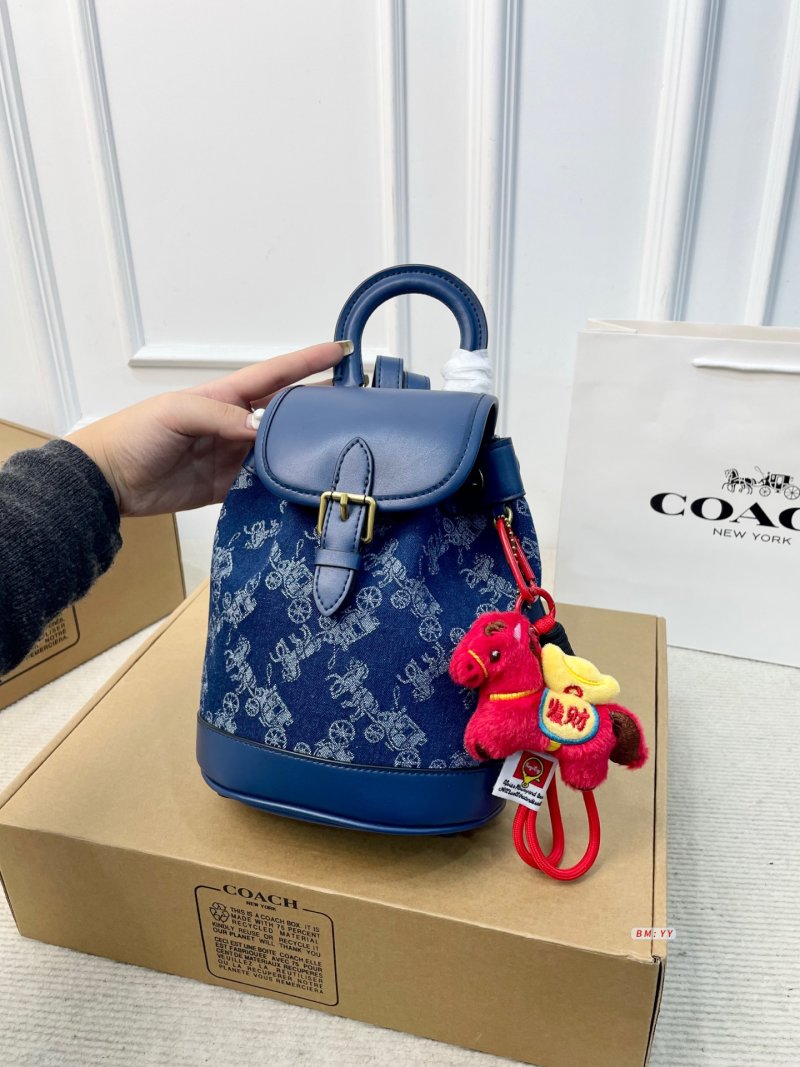 Coach Harper Mini Denim Backpack Blue view