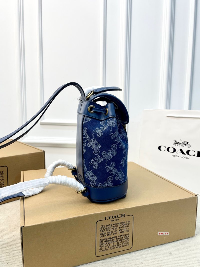 Coach Harper Mini Denim Backpack Blue view