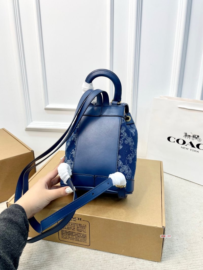 Coach Harper Mini Denim Backpack Blue view
