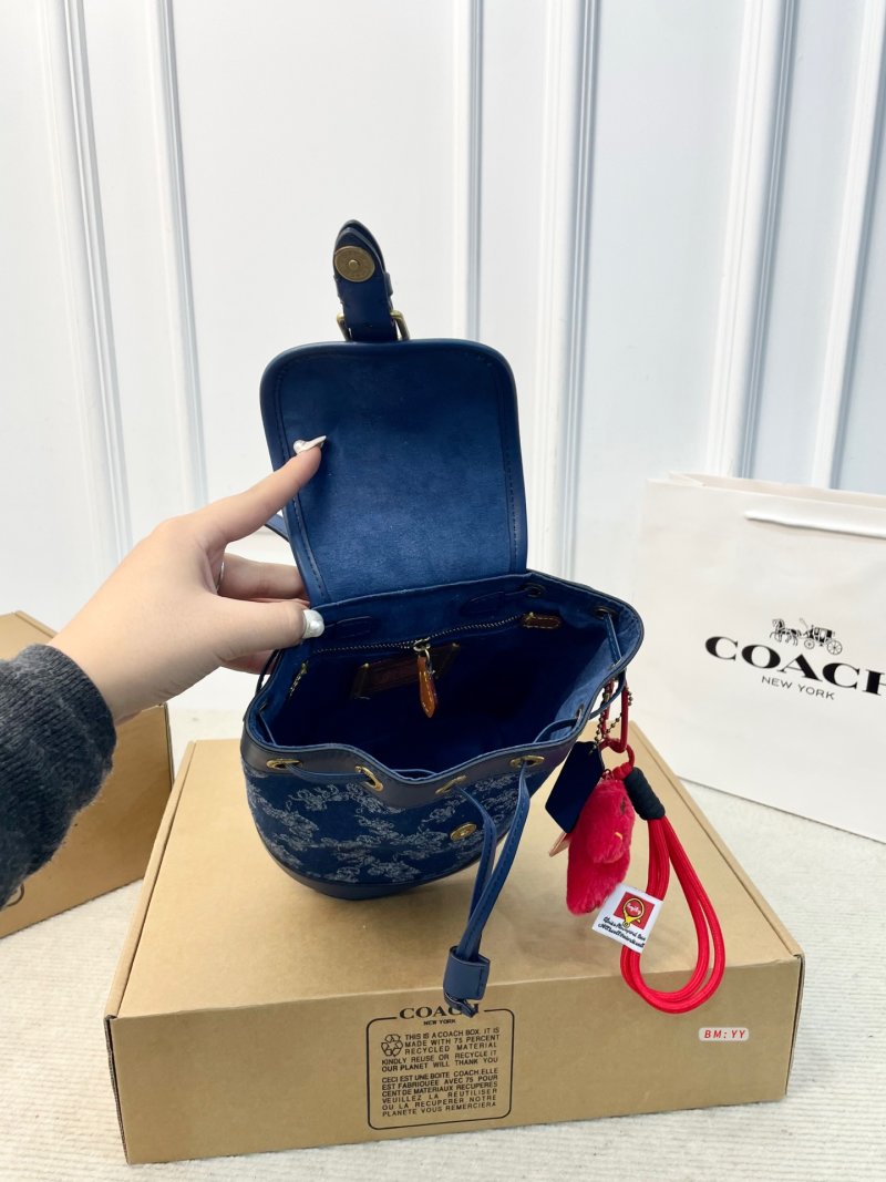 Coach Harper Mini Denim Backpack Blue view