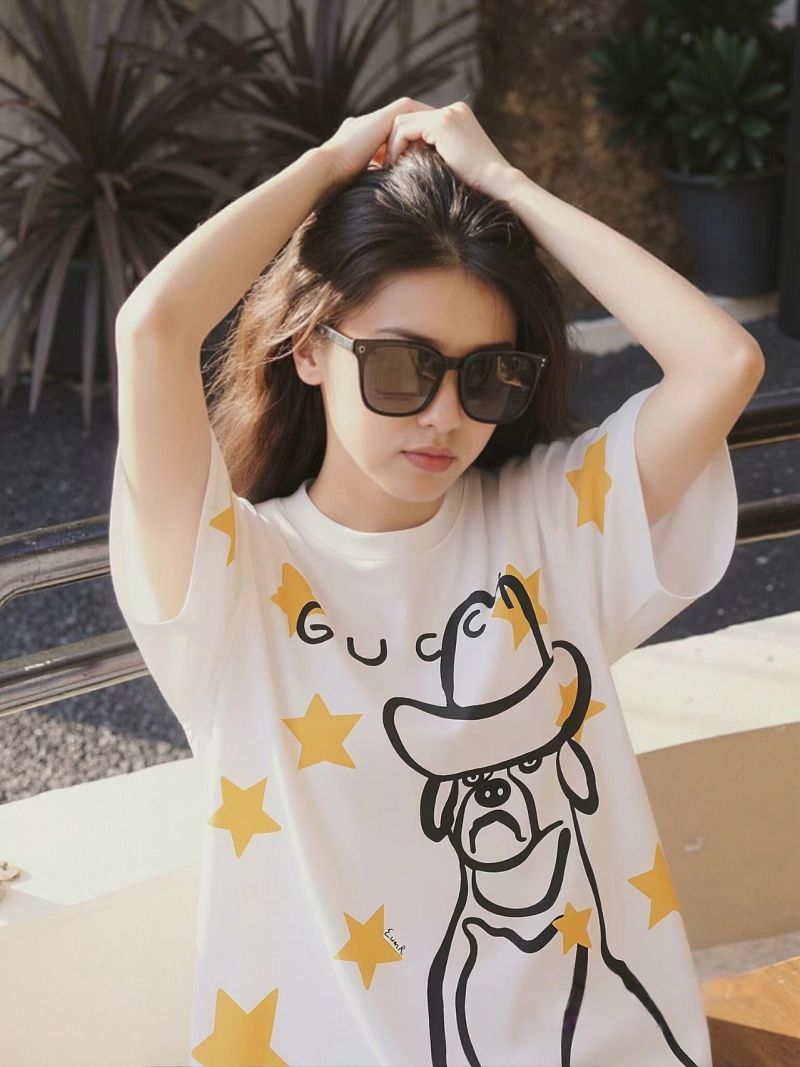 Gucci Star Cartoon Character White T-Shirt view