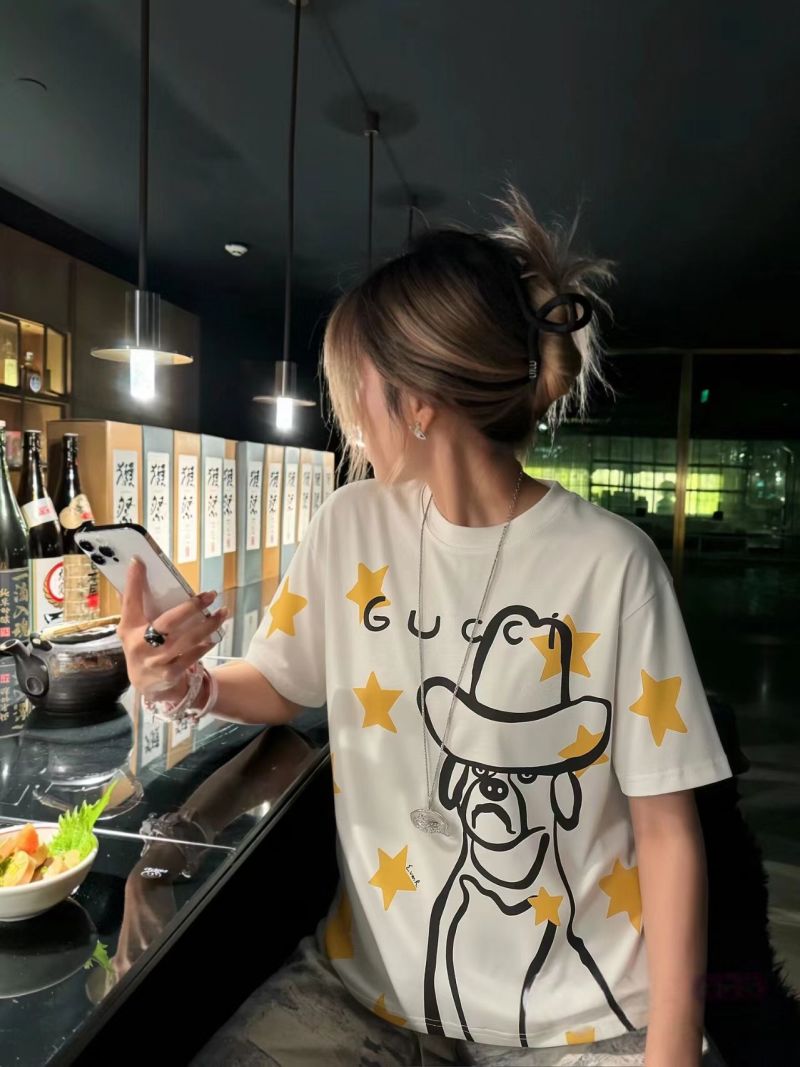 Gucci Star Cartoon Character White T-Shirt view