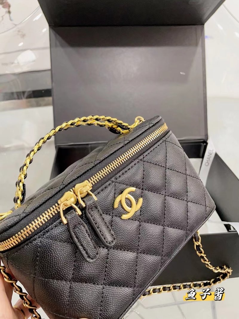Chanel Black Quilted Caviar Leather Top Handle Box Bag view
