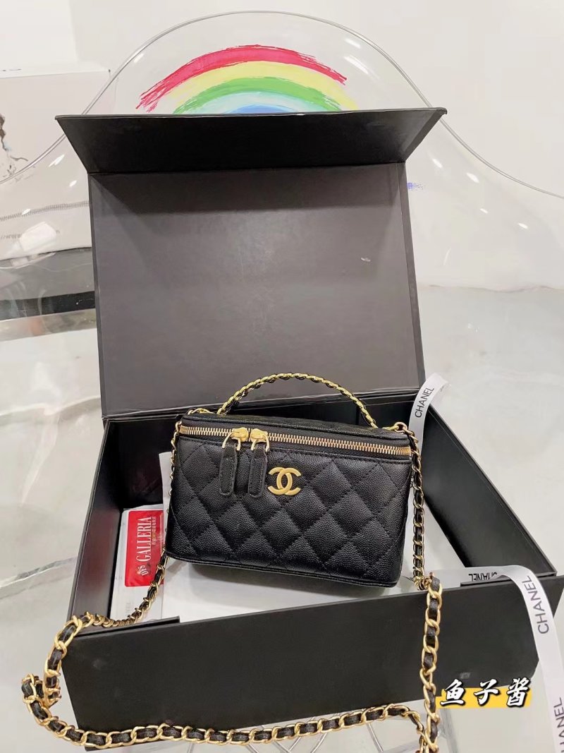 Chanel Black Quilted Caviar Leather Top Handle Box Bag view