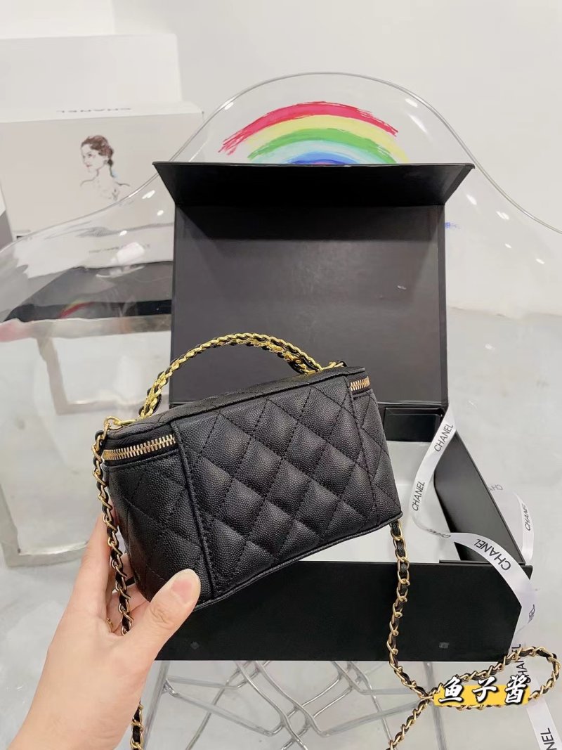 Chanel Black Quilted Caviar Leather Top Handle Box Bag view