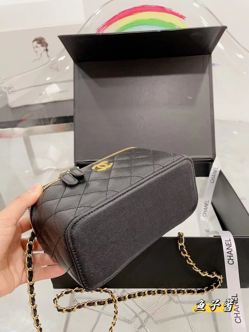 Chanel Black Quilted Caviar Leather Top Handle Box Bag view