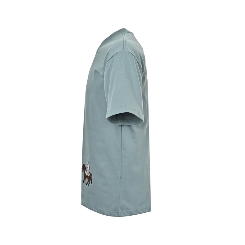 Light Blue Oversized T-Shirt with Embroidered Horse Graphic view