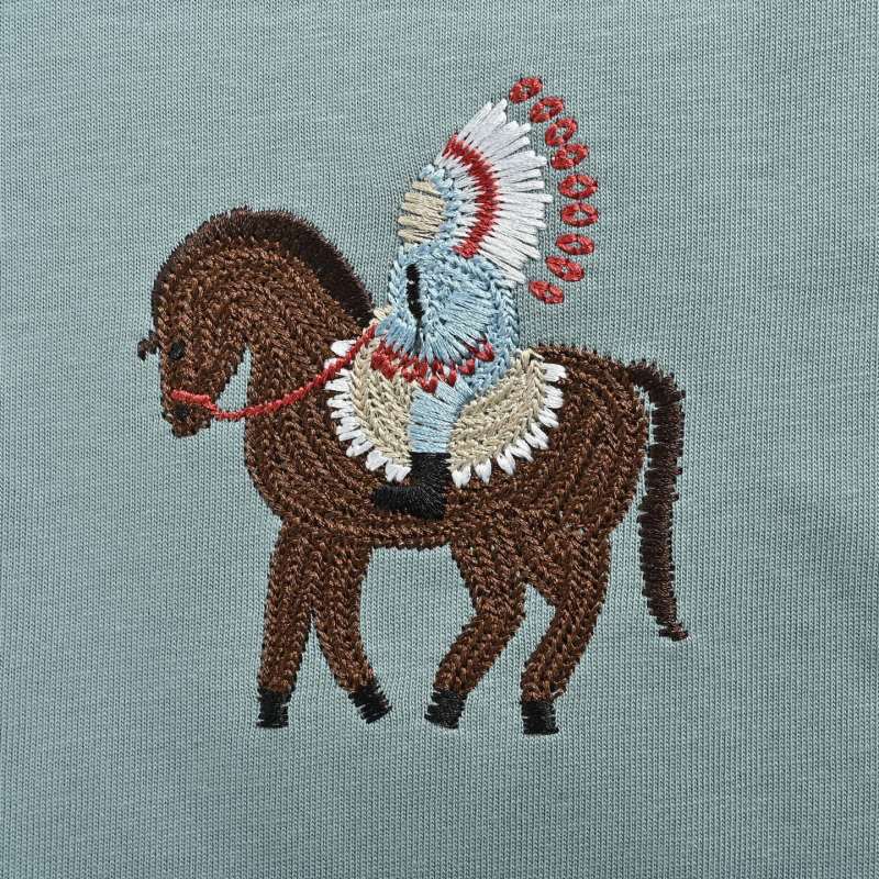 Light Blue Oversized T-Shirt with Embroidered Horse Graphic view