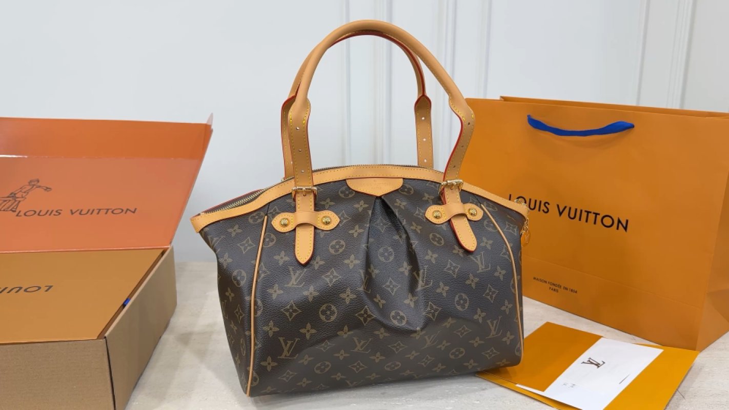 Louis Vuitton Monogram Canvas Tote Bag Tan Handles