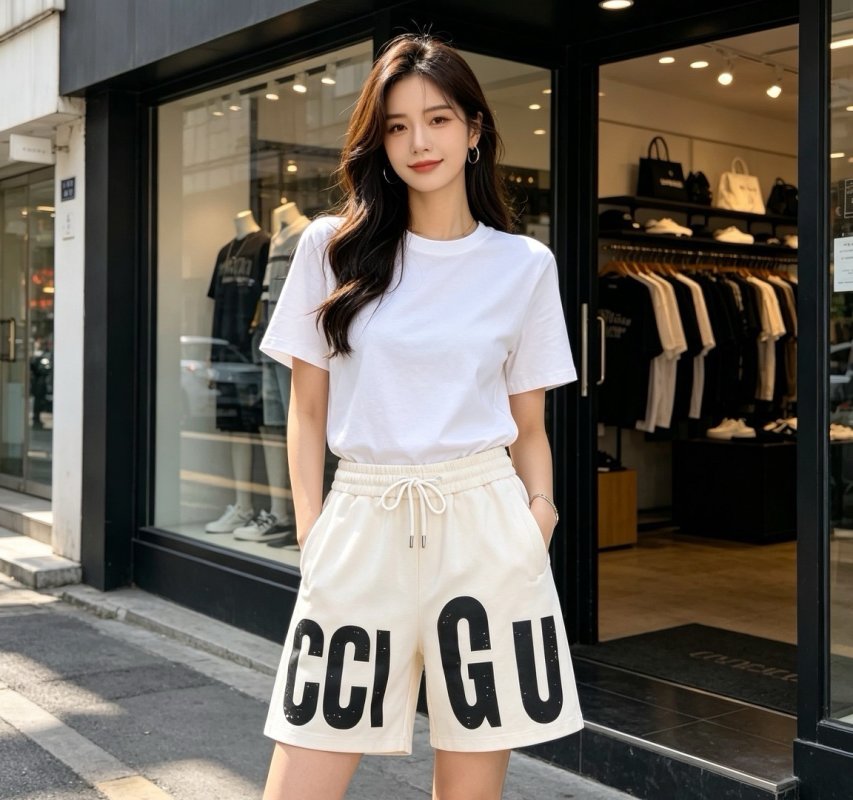 Gucci Logo Cream Shorts view
